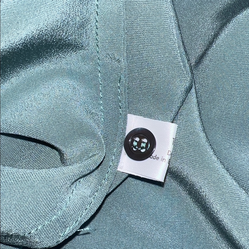 🩵NWOT ESKANDAR WOMENS 100% SILK OVERSIZED BUTTON BLOUSE IN TEAL/ BLUE SIZE 1 - Picture 10 of 11